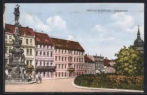 AK Teplitz-Schönau, Blick über den Schlossplatz