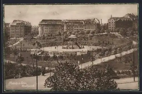 AK Aussig / Usti, Stadtpark im Sonnenschein