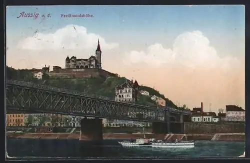 AK Aussig / Usti, Ferdinandshöhe mit Brücke