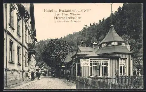 AK Herrnskretschen-Hrensko, Hotel und Restaurant Krone