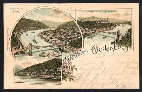 Lithographie Tetschen-Bodenbach / Decin, Panorama