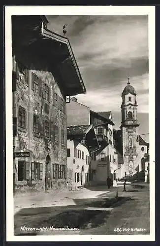 AK Mittenwald, Obere Marktstrasse mit Neunerhaus