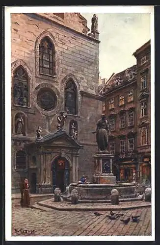 Künstler-AK Ernst Graner: Wien, Franziskanerplatz mit Brunnen