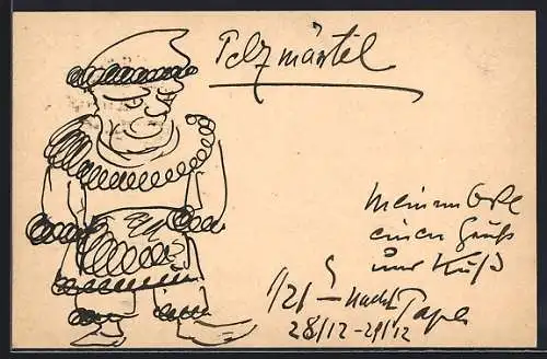 Künstler-AK Handgemalt sign. Richard Schaukal: Traurig dreinschauender Clown, Autograph