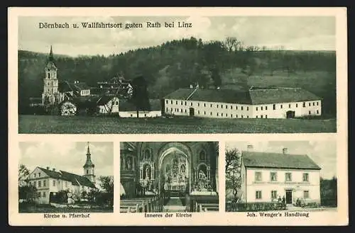 AK Dörnbach-Guten Rath bei Linz, K. Wengers Handlung, Kirche und Pfarrhof, Inneres der Kirche