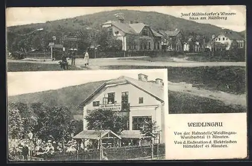 AK Weidlingau, Josef Mühlndorfer`s Gasthaus Winzerhaus, Ortsansicht