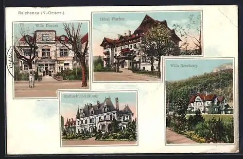 AK Reichenau /N.-Oesterr., Hotel Fischer, Villen Dorner und Szecheny, Rothschild-Stiftung