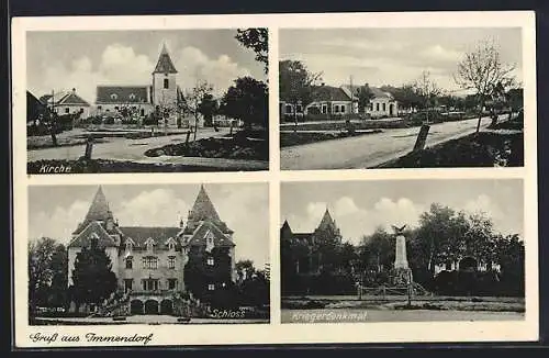 AK Wullersdorf /N.-Oe., Immendorf, Kirche, Schloss, Kriegerdenkmal