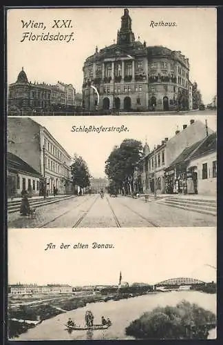 AK Wien, Floridsdorf, Rathaus, Schlosshoferstrasse, Donaupartie