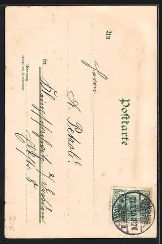 Künstler-AK C. Benesch: Engel läutet Osterglocken vor einem Hausdach