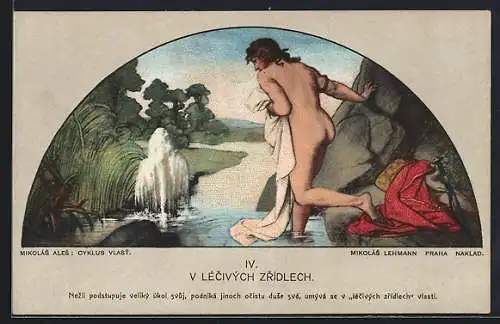 AK V Lécivých Zrídlech, Mann badet im Fluss