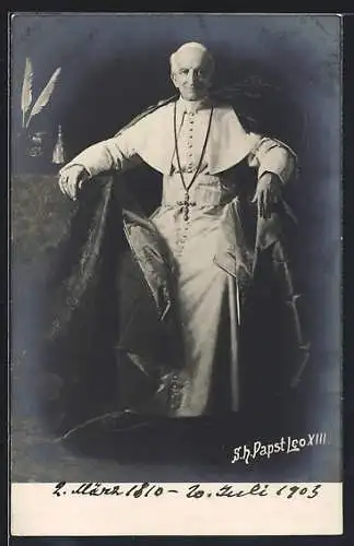 AK Papst Leo XIII. mit Schreibfedern