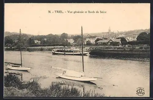 AK Triel, Vue generale et Bords du Seine