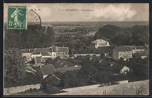 AK Andresy, Panorama mit Feldern