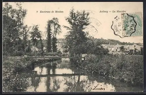 AK Aulnay, La Mauldre mit Brücke