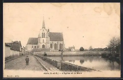 AK Ablis /S.-et-O., L`Eglise et la Mare