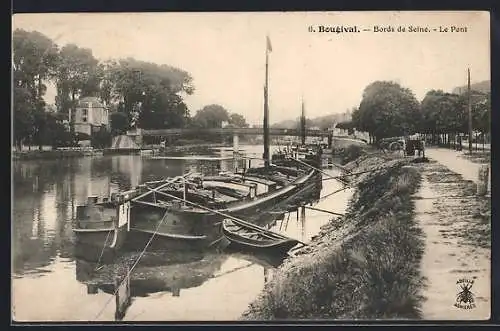 AK Bougival, Bords de Seine & le Pont