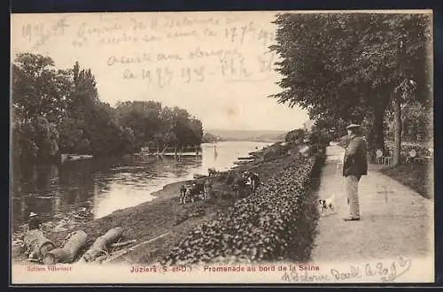 AK Juziers /S.-et-O., Promenade au bord de la Seine