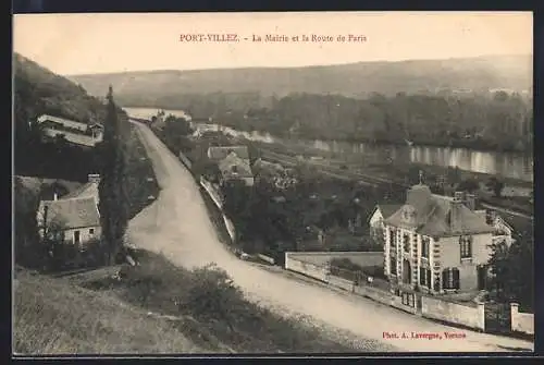 AK Port-Villez, La Mairie et la Route de Paris