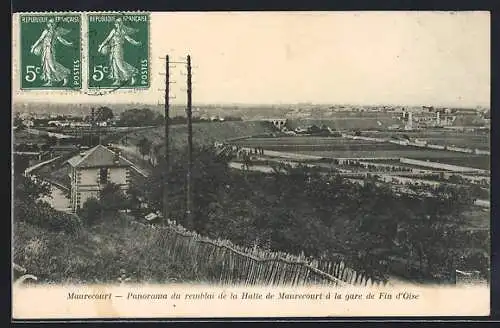 AK Maurecourt, Panorama du remblai de la Halte de Maurecourt à la gare de Fin d`Oise