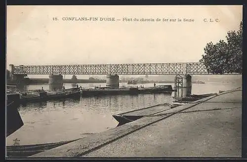 AK Conflans-Fin D`Oise, Pont du chemin de fer sur la Seine