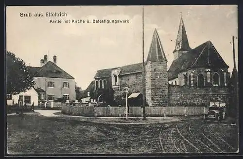 AK Effeltrich, Partie mit Kirche und Befestigungswerk
