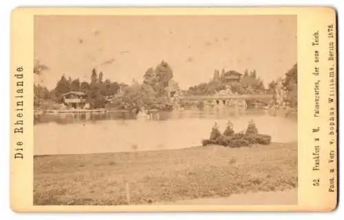 Fotografie Sophus Williams, berlin, Ansicht Frankfurt / Main, Neuer Teich & Palmengarten um 1878