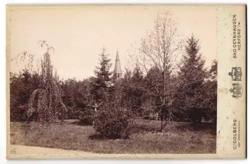 Fotografie C. Colberg, Bad Oeynhausen, Ansicht Bad Oeynhausen, Parklandschaft mit Kirchturm