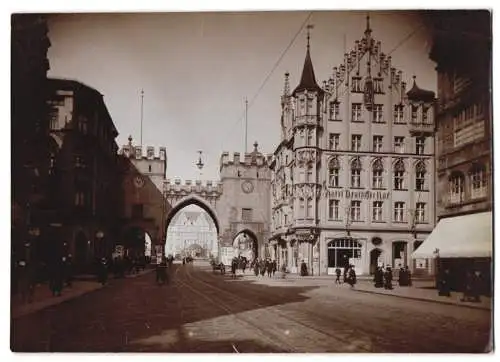 Fotografie unbekannter Fotograf, Ansicht München, Neuhauserstrasse, Hotel Deutscher Hof