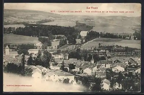 AK Lacaune-les-Bains, Vue générale et le Chateau dains le Fond