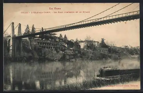 AK L`Isle-sur-Tarn, Le Pont suspendu et le Rivage