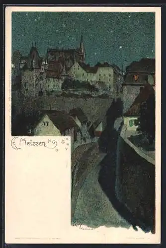 Künstler-AK Heinrich Kley: Meissen, Ortsansicht