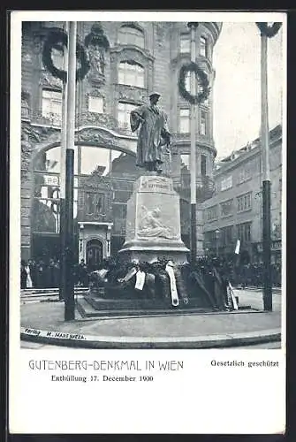 AK Wien, Gutenberg-Denkmal, Enthüllung 17. Dezember 1900