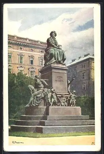 Künstler-AK Rudolf Preuss: Wien, Beethoven-Denkmal