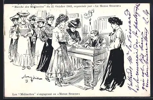 Künstler-AK Marche des Midinettes du 25 Octobre 1903