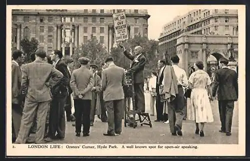 AK London, Orators Corner, Hyde Park, A well known spot for open-air speaking