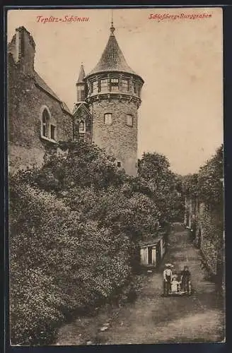 AK Teplitz-Schönau, Der Schlossberg-Burggraben