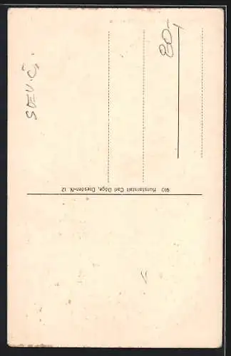 AK Herrnskretschen /Böhm. Schweiz, Ortsansicht am Fluss