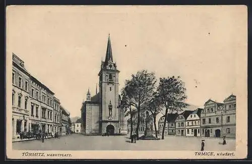 AK Türmitz, Marktplatz mit Kirche