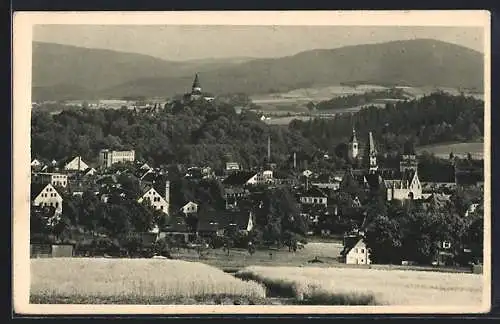 AK Friedland in Böhmen, Ortsansicht über Felder