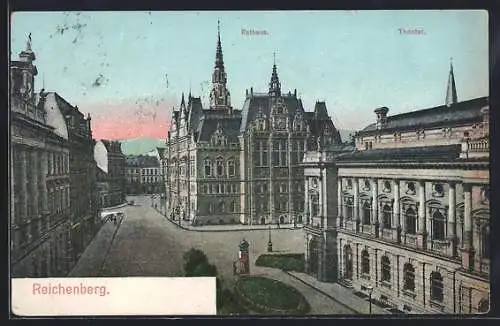 AK Reichenberg, Rathaus und Theater