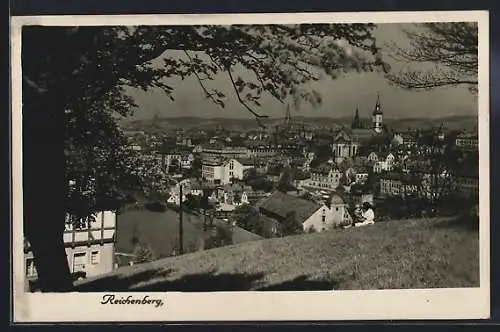 AK Reichenberg, Ortsansicht vom Berg aus