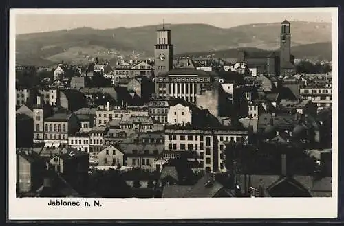 AK Jablonec n. N., Ortsansicht gegen die Berge