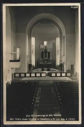 AK Gablonz a. N., Erinnerung an die Weihe der Herz Jesu Kirche 1932