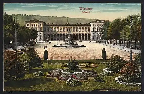 AK Würzburg, Bahnhof mit Anlagen