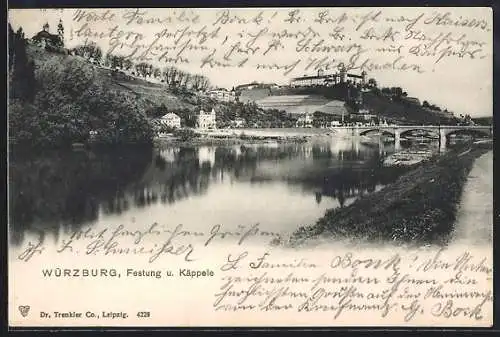 AK Würzburg, Mainpartie, Panoramablick zur Festung