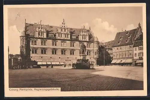 AK Coburg, Marktplatz mit Regierungsgebäude