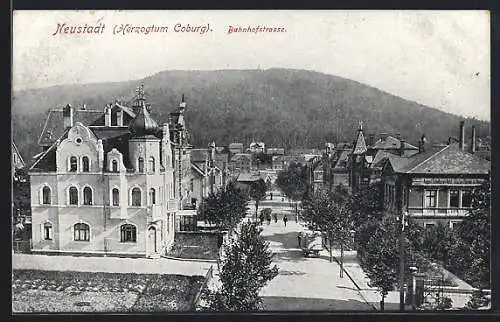 AK Neustadt / Coburg, Blick in die Bahnhofstrasse