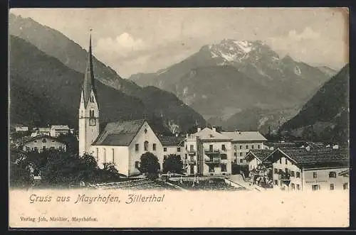 AK Mayrhofen /Zillertal, Teilansicht mit Kirche