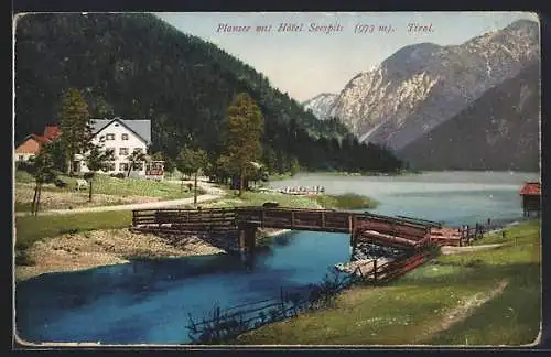 AK Breitenwang, Plansee mit Hotel Seespitz und Brücke